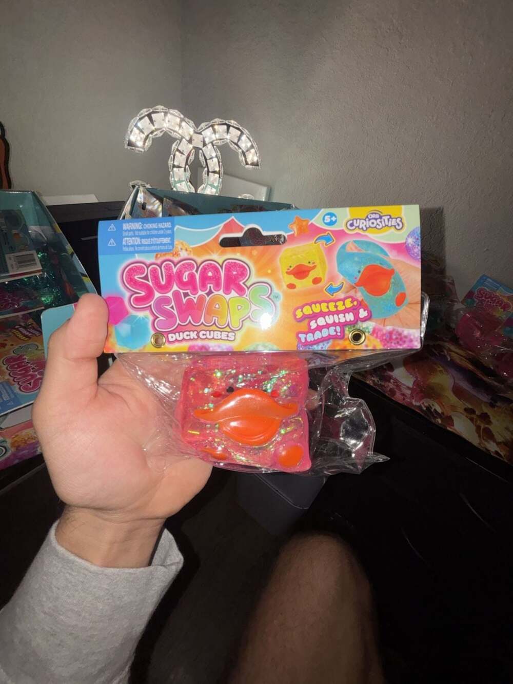 ORB Curiosities Sugar Swaps Duck Cubes Glitter Squeeze Toy